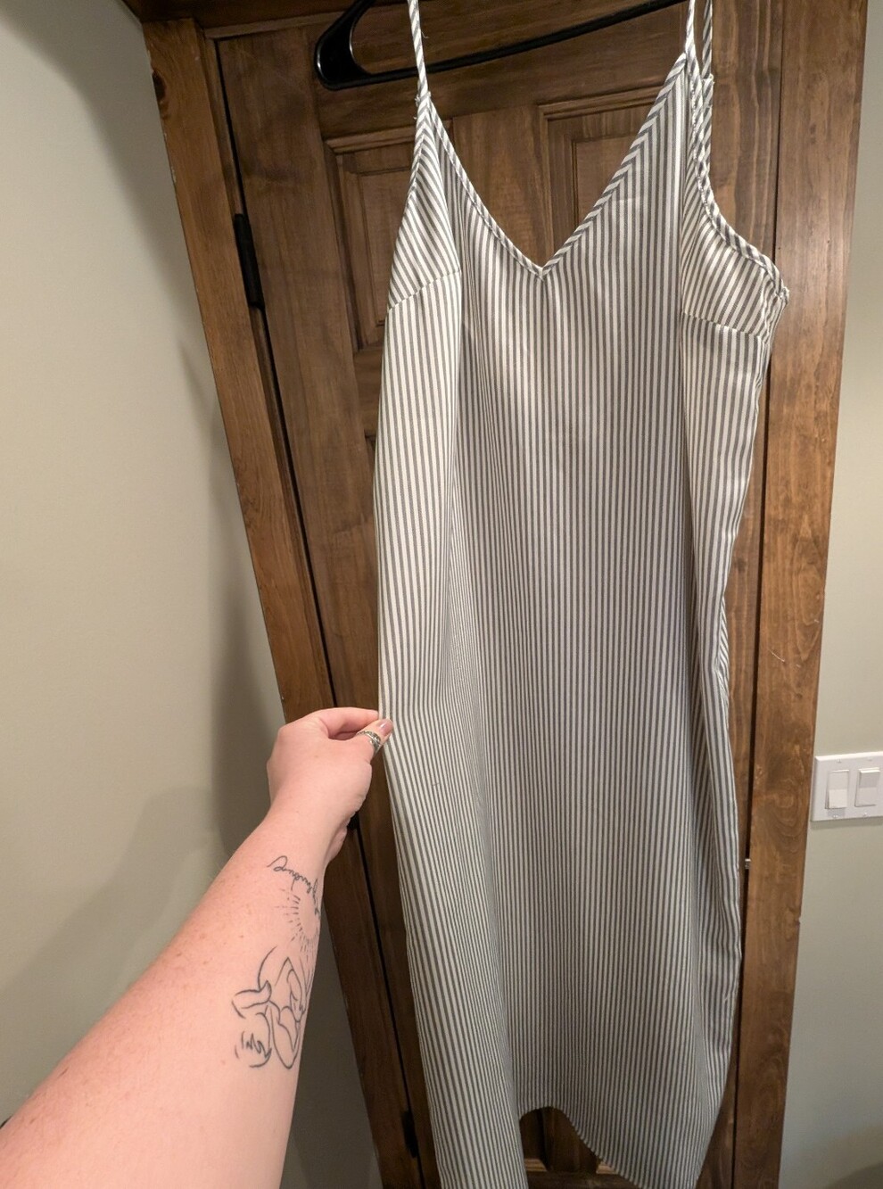 a new day Striped Slip Dress — White and Gray